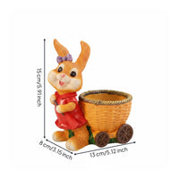 Bunny Flower Pot Sculpture Cute Resin Bunny Statue Seasonal Garden Decoration for Lawn, Balcony