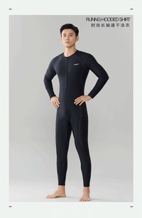 男款连体游泳衣长袖长裤防晒速干大码修身男士浮潜水服冲浪水母衣