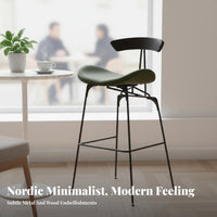 Saddle-Seat Stool Nordic Theme & Appearance Saddle Seat Bar Stool Utilitarian Design Minimalist Design for Homeowners, Kitchen