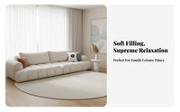 Piano Key Tufted Sofa Soft Cushions Nordic Design Couch Firm-Density Foam Cream Textile Couch for Design Enthusiasts, Apartment Dwellers, Lounge Area