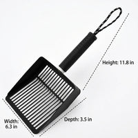 Litter Scooper with Storage Base, 410 Stainless Steel Metal Material Cat Scooper and Litter Sifter, Pet Waste Removal for Every Cat Owner