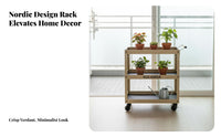 3-Tier Rolling Plant Cart Multifunctional Display Shelf Hollow-Carved Design