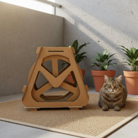 Cardboard Cat Villa Multi-Functional Cat Scratcher House Decorative Design Corrugated Scratching Pad for Indoor Cats, Kittens