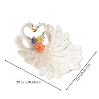 Swan Fruit Plate Decorative Swan Dish with Gold Trim Romantic for Dining Table