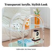 Iridescent Side Table Transparent Look Multi-Tier Storage cart Easy to Move adaptable Use for Students, Bedroom, Kitchen, Study