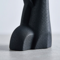 Abstract Face Art Statue for Office Living Room Bookshelf, Modern Ceramic Sculpt #variant:Black