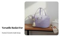 Diaper Tote Organizer Versatile Cotton Rope Diaper Tote Portable Nursery Storage Bin Versatile for Caregivers, Travel, Car