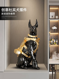 Doberman Dog Figurine for Home Decor, Modern Minimalist Style, Resin, Gift for Housewarming