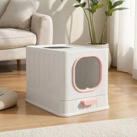 Cat Waste Management Station with Pull-out Tray Covered Cat Waste Management Station with Lid and Drawer Indoor Pet Supply for Living Rooms