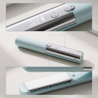 Wireless Cordless Hair Straightener and Curler Travel-Size 2-in-1 Hair Straightener and Curler Compact Mini Flat Iron Usb-C for Commuters