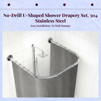 U-shaped waterproof shower curtain