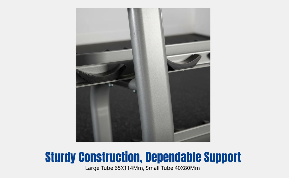 Dumbbell Rack, Doubletier, Commercial Gym Equipment, Sturdy Steel, Space-Saving Stand
