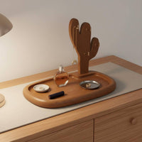 Wooden Key Holder with Tray Solid Wood Bedside Catchall Tray