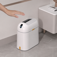 Trash Bin with Lid, Sensor-Type Trash Bin, Battery-Powered, 9.1L, Auto Open/Close, Square Dust Box, Suitable for Living Room, Bedroom, Office, Hotel