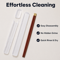 Portable Wooden Chopsticks with Case, White Retro Adult Chop Sticks, Reusable for Sushi & Instant Noodles, 24cm