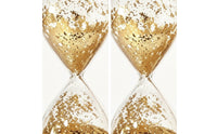 Shimmering Hourglass with Gold Glitter Elegant Decorative Hourglass Clear Tabletop Accent Aesthetic for Home Decorators, Minimalists, Living Room, Office, Study, Bedroom