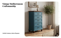 Distressed Finish 5-Drawer Storage Chest Vintage & design 5-Drawer upright Cabinet North North American Design vertical chest of drawers Large Capacity for Interior Decorators, homeowners, Adults, Bedroom, Hallway