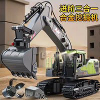2.4G Remote Control Excavator Toy, Large Alloy 3-in-1 14-Channel Electric RC Digger