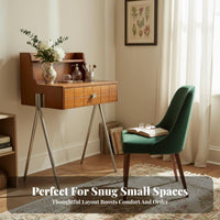 Vanity Table with Drawers Vintage Design Wooden Console with Hutch Central-Era Modern Space-Saving for Teen Girls