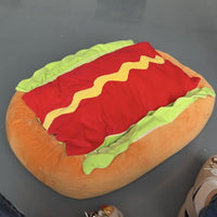 Hot Dog Shaped Dog Bed with Soft Warm Pad