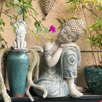 Zen Sitting Sleeping Buddha Statue 25cm
