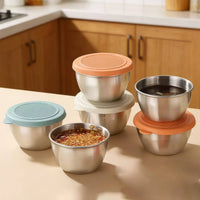 Bowl with Lid Portable Stainless Steel Sauce Cup Mini Size for Takeout