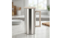 Stainless Steel Cold Water Pitcher Brushed Water Jug Easy-to-Clean Pitcher with Lid and Handle Dishwasher Safe for Office