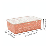 Decorative Storage Box Versatile Hollow Storage Basket Stackable Lace Pattern Organizer Bin for Desktop, Washroom, Living Room