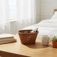 Rattan Design Basket Decorative Home Organization Lightweight for Bedroom