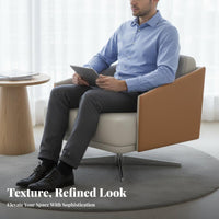 Minimalist design Upholstered rotating Armchair Modern Design Lounge Chair Stylish contour Seating Furniture Curved Backrest for Interior Designers, Business Owners, Hotel Lobby, Reception Area, Living Room, Bedroom
