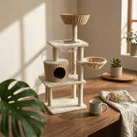 Multi-Level Cat Climber Woven-Look Multi Level Cat Climber Suspended Bowl Seat Climbing Frame