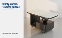 Cream Style Movable Sintered Stone Coffee Table for Living Room, Small Space