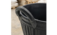 Black Rubber Bucket Open Top Woven-Texture Bucket Nestable Utility Container for Construction Tasks