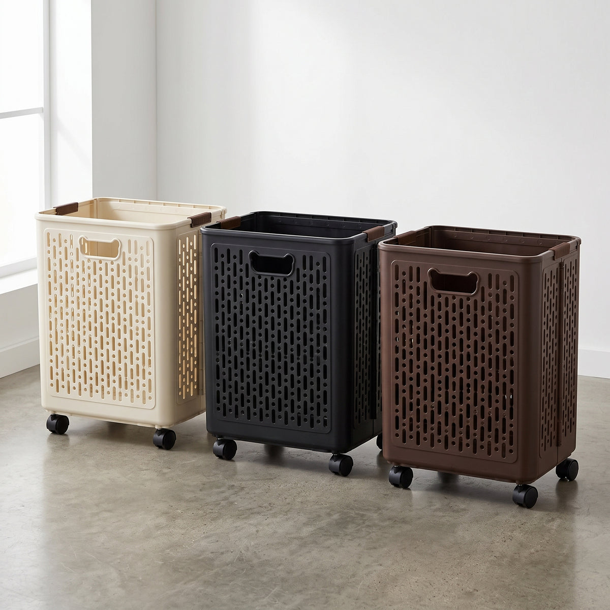Foldable Laundry Hamper with Wheels, Large Capacity Slim Storage Basket for Bathroom