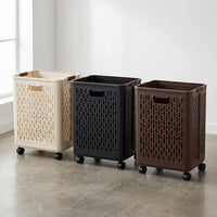 Foldable Laundry Hamper with Wheels, Large Capacity Slim Storage Basket for Bathroom