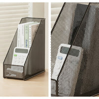 Magazine Holder with Front Compartment Metal Mesh File Holder Sturdy Desktop File Organizer for Professionals