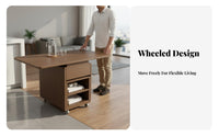 Drop-Panel Storage Cart Multi-Functional Living Room Furniture on Wheels Easy Adaptation for Renters, Homeowners, Home Office