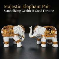Elephant Ornament Statue Resin Collectible, Gold Elephant Figurine for Living Room, Synthetic Resin  - Image 2