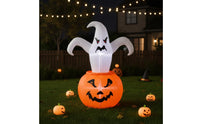 Outdoor Halloween Inflatable with LED Light Lighted Inflatable Ghost with Pumpkin Giant Inflate Ghost Bright for Yard