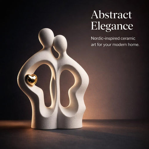 Abstract Couple Statue Hugging, Modern Ceramic Porcelain Figurine Ornaments for  #variant:White