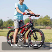 children's Mountain Bike Front and Rear Double Brakes Variable Speed Bike Adjustable Seat & Handlebar Youngster Bike for Students, Boys, Trail Riding