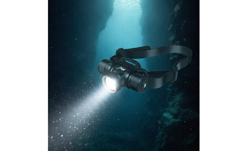 IPX8 Waterproof Diving Headlamp Hands-Hands-off Underwater Headlamp Adjustable Diving Headlight Compact for Divers, Night Fishers