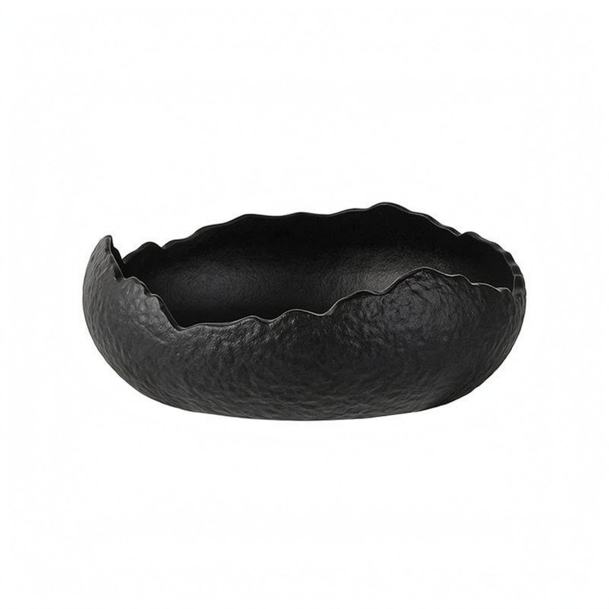 Irregular Ceramic Bowl Matte Finish Wavy Rim Bowl Smooth Interior Tableware