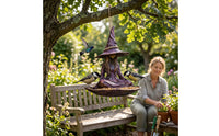 Meditating Witch Bird Feeder Purple Witch Statue Feeder Weather-Resistant