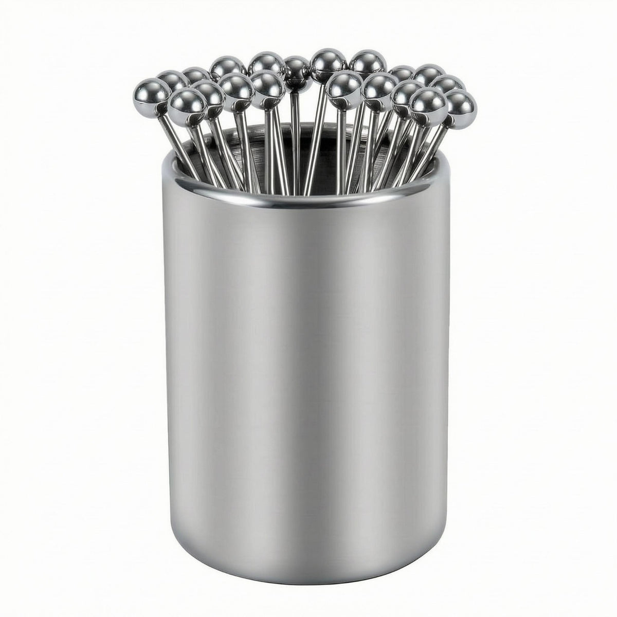 Stainless Steel Pick Holder Set Silver Steel Surface Pick Set Long Slender Tableware for Bar Use
