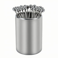 Stainless Steel Pick Holder Set Silver Steel Surface Pick Set Long Slender Tableware for Bar Use