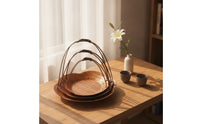 3 Pieces Bamboo Tray with Handle Bamboo Wicker Tray with Handle Artisanal for Hosts, Tea Service