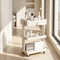 3-Tier Salon Cart with Drawers Wheeled Beauty Salon Cart Mobile Beauty Trolley with Wheels for Beauticians
