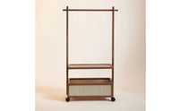 Clothes Rack with Storage Bin Freestanding Garment Rack with Shelves Mobile for Students, Renters, Bedroom, Dorm Room, Entryway