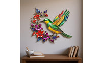 Metal Bird Wall Art Indoor and Outdoor Use Floral Bird Wall Decor Rust-Resistant